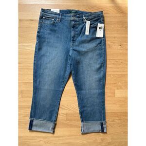 NWT Lauren Ralph Lauren Women's Regal Straight Leg Crop Jeans Blue Denim size 16